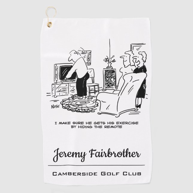 Serviette De Golf La femme cache la télécommande (Devant)