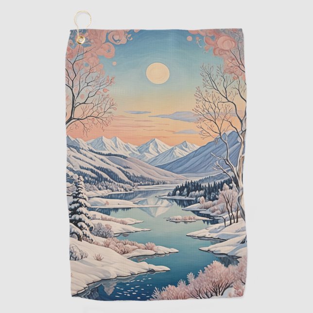 Serviette De Golf La tranquillité d'hiver (Devant)