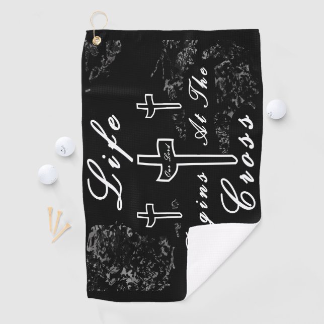 Serviette De Golf La vie commence à la croix (En situation)