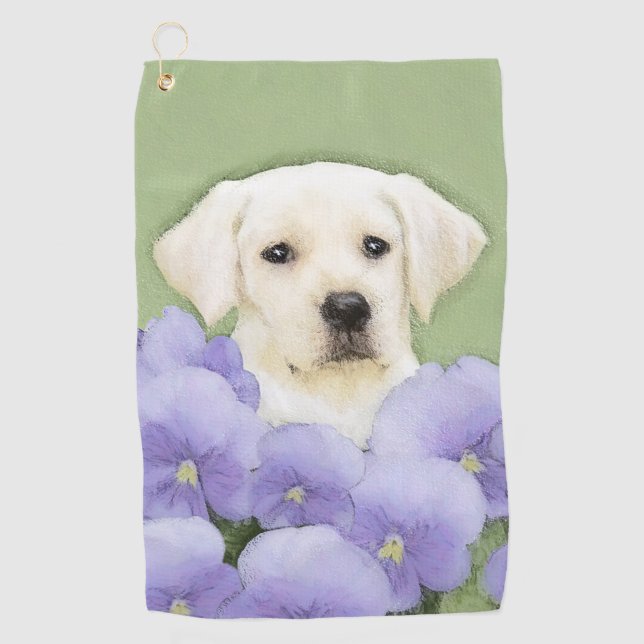 Serviette De Golf Labrador Retriever Puppy Painting Original Chien A (Devant)