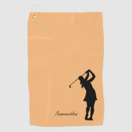 Serviette De Golf Lady Golfer Silhouette Orango noir