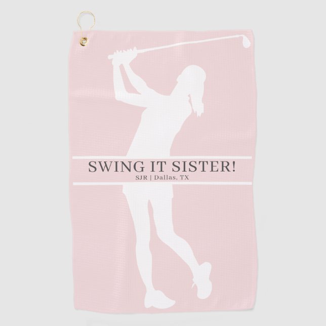 Serviette De Golf Lady Golfer Silhouette Personalized Monogram (Devant)