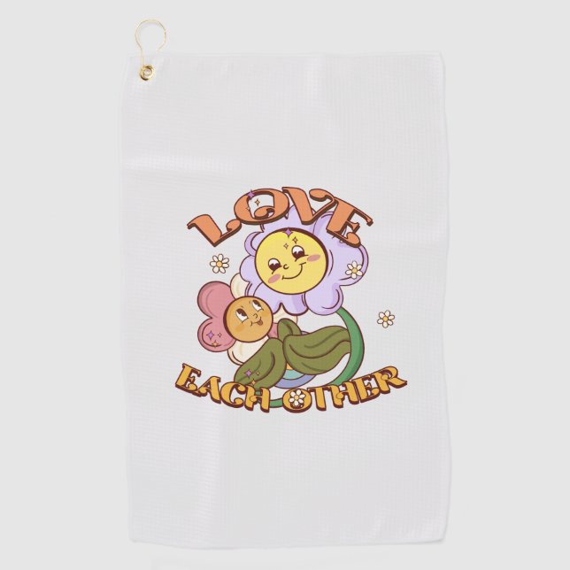 Serviette De Golf L'Amour L'Un L'Autre | Design floral lunaire (Devant)