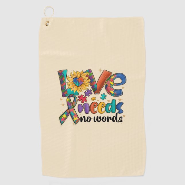 Serviette De Golf L'amour n'a pas besoin de mots - Sensibilisation s (Devant)
