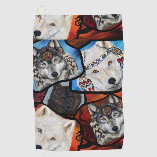SERVIETTE DE GOLF L'ART DU LOUP DU SUD-OUEST (Devant)