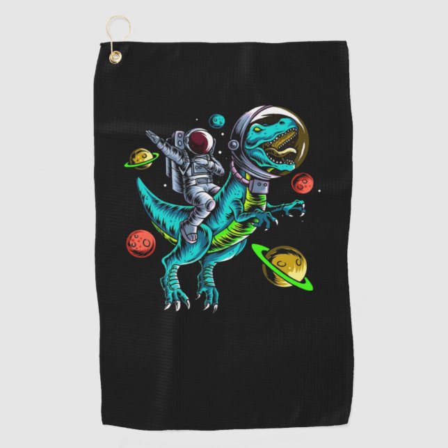 Serviette De Golf L'astronaute à cheval T-Rex Dinosaur (Devant)