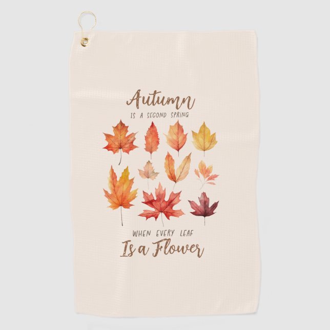 Serviette De Golf L'automne est le deuxième printemps - Feuilles d'a (Devant)