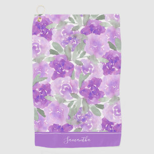 Serviette De Golf Lavande Purple Aquarelle Floral Personnalisé