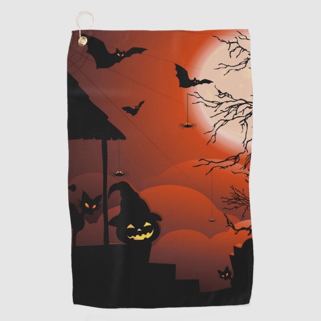 Serviette De Golf Le cauchemar de la lune sanglante d'Halloween (Devant)