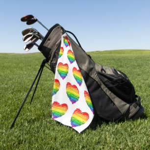 Serviette De Golf Le cœur arc-en-ciel de SlipperyJoe griffonné tourb