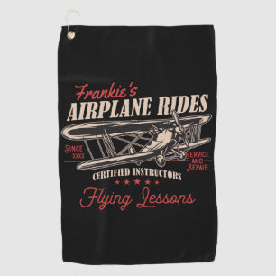 Serviette De Golf Leçons de vol rétros d'avion personnalisées