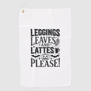 Serviette De Golf Leggings Feuilles Lattés Halloween Automne Café Cr