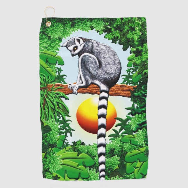 Serviette De Golf Lémur de Madagascar (Devant)