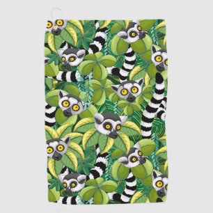 Serviette De Golf Lémurs de Madagascar dans la jungle exotique