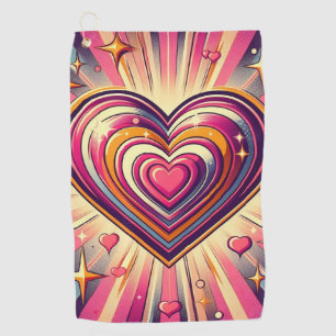 Serviette De Golf les années 70 coeur pop art/Valentines