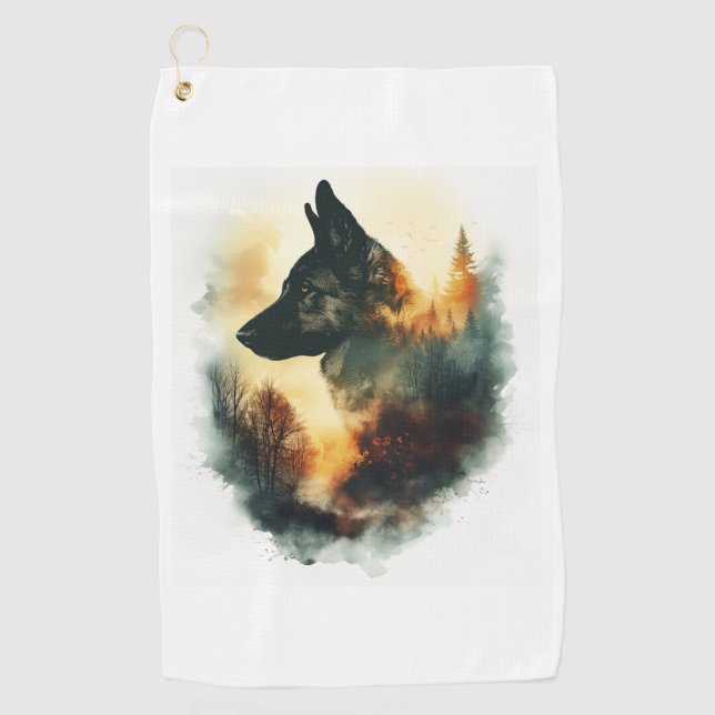 Serviette De Golf Les bergers allemands comme guides fantomatiques (Devant)