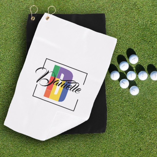 Serviette De Golf Lettre de couleur initiale monogrammée stylisée D  (Créateur téléchargé)
