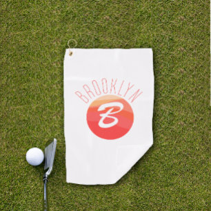 Serviette De Golf Lettre monogramme minimaliste C corail orange blan