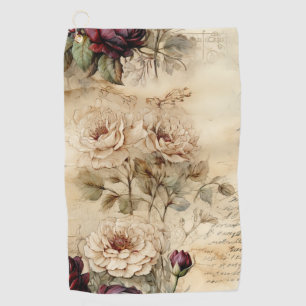 Serviette De Golf Lettre vintage d'amour parchemin avec fleurs (7)