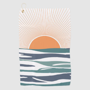 Serviette De Golf Lever du soleil au bord de la mer
