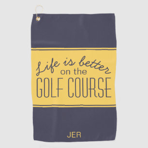 Serviette De Golf Life is Better Golf Course Sports Pro Blue Yellow