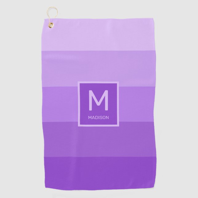 Serviette De Golf Lilac Stripes monogramme personnalisé (Devant)