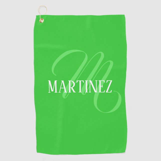 Serviette De Golf Lime Green Elegant Nom Personnalisé Club (Devant)
