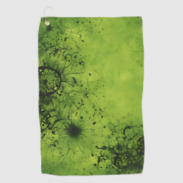 Serviette De Golf Lime Green Grunge with Black Accents