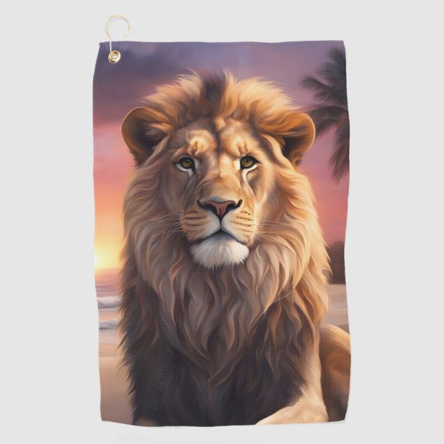 Serviette De Golf Lion sur la plage (Devant)