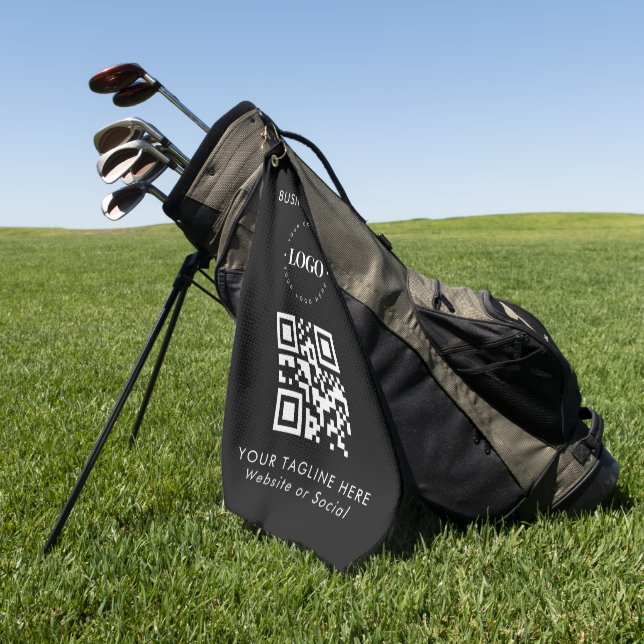 Serviette De Golf Logo de l'entreprise personnalisée QR Code et text (Vert)