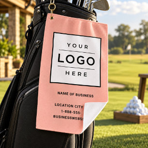 Serviette De Golf Logo de nom d'entreprise rose personnalisé