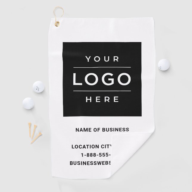 Serviette De Golf Logo d'entreprise blanc personnalisé (En situation)