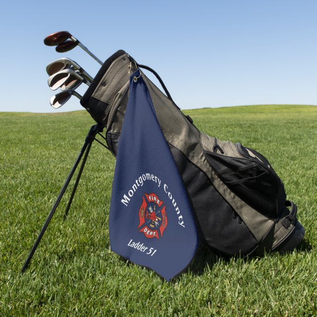 Serviette De Golf Logo du service d'incendie personnalisé (Vert)