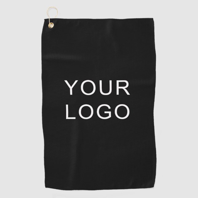 Serviette De Golf Logo professionnel moderne élégant Noir (Devant)