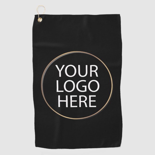 Serviette De Golf Logo professionnel personnalisé Entreprise Noir (Devant)