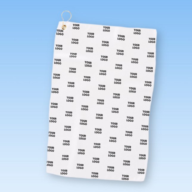 Serviette De Golf Logo simple à répéter | Blanc (Créateur téléchargé)