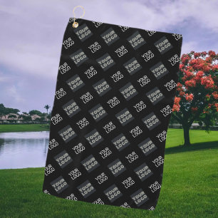 Serviette De Golf Logo simple à répétition 2 Noir