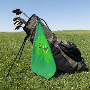 Serviette De Golf Lucky Irish Clover & Shamrock monogrammed / Golf