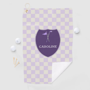 Serviette De Golf Lumière monographie Purple Checks & golf club & f