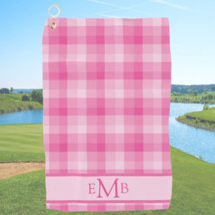 Serviette De Golf Lumineuse rose Plaid Personnalisé Monogramme Initi
