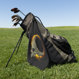 Serviette De Golf Lune rétro mort brûlant le crâne en feu