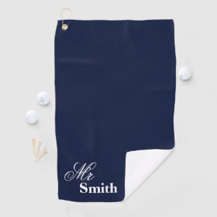 Serviette De Golf M. personnalisé Name Navy White Smith