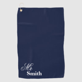 Serviette De Golf M. personnalisé Name Navy White Smith