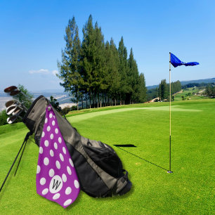 Serviette De Golf Magenta Golf Ball Motif Monogramme Personnalisé