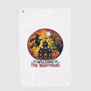 Serviette De Golf Maison Hantée Halloween Bienvenue Cauchemar Volant