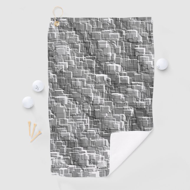 Serviette De Golf Mâle de superposition extrême de carrés grises (En situation)