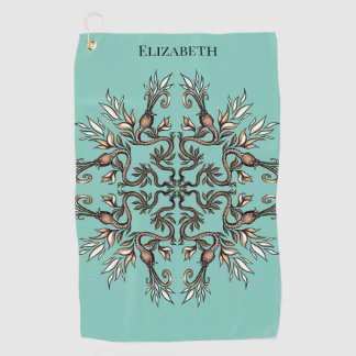 Serviette De Golf Mandala Art Nouveau Serpents - Teal Acaddemia Somb
