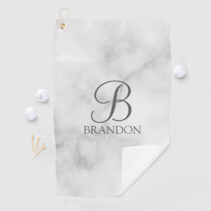 Serviette De Golf Marbre blanc de script personnalisé Monogramme et 
