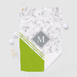 Serviette De Golf Marbre gris vert citron moderne et élégant 