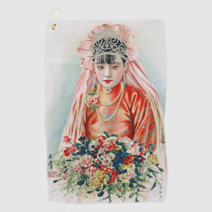 Serviette De Golf Mariée en rouge au Mariage chinois à Shanghai